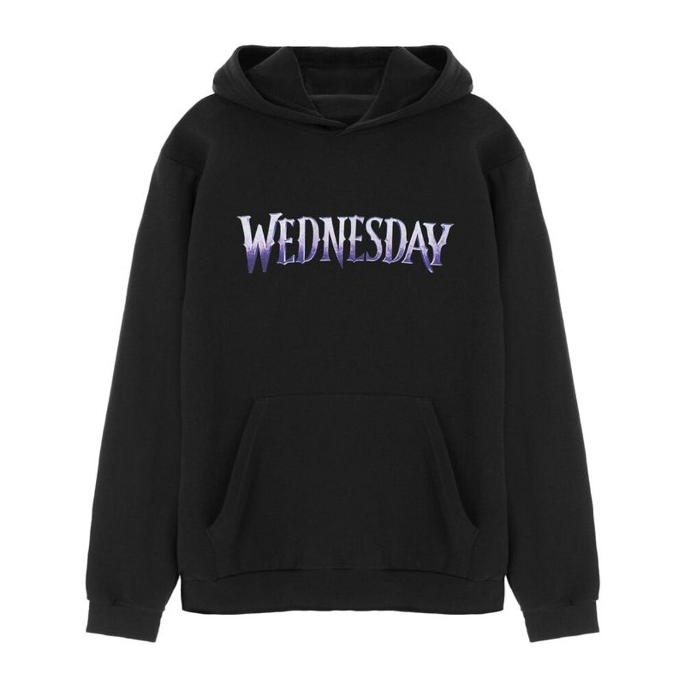 Wednesday Womens/Ladies Logo Hoodie / Black/Purple